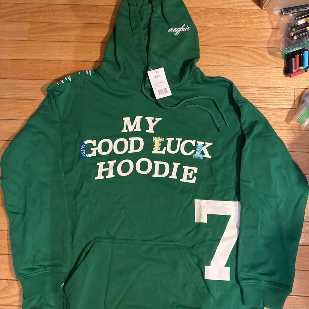 Green 'My Good Luck Hoodie' with Number 7